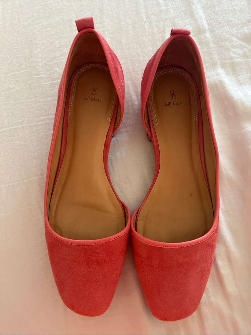 BILL BLASS Coral/Fuscia Lola Suede Square-Toe do’rsay Slip-On Flats